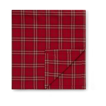 Checked Organic Cotton Oxford obrus 180x180 cm - Red-beige-green - Lexington
