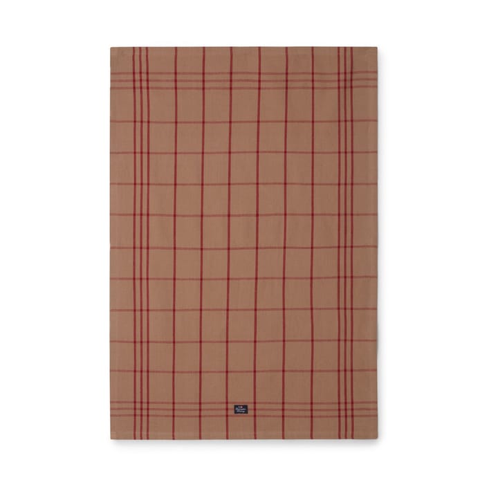 Checked Organic Cotton Oxford ręcznik kuchenny 50x70 cm - Beige-red - Lexington