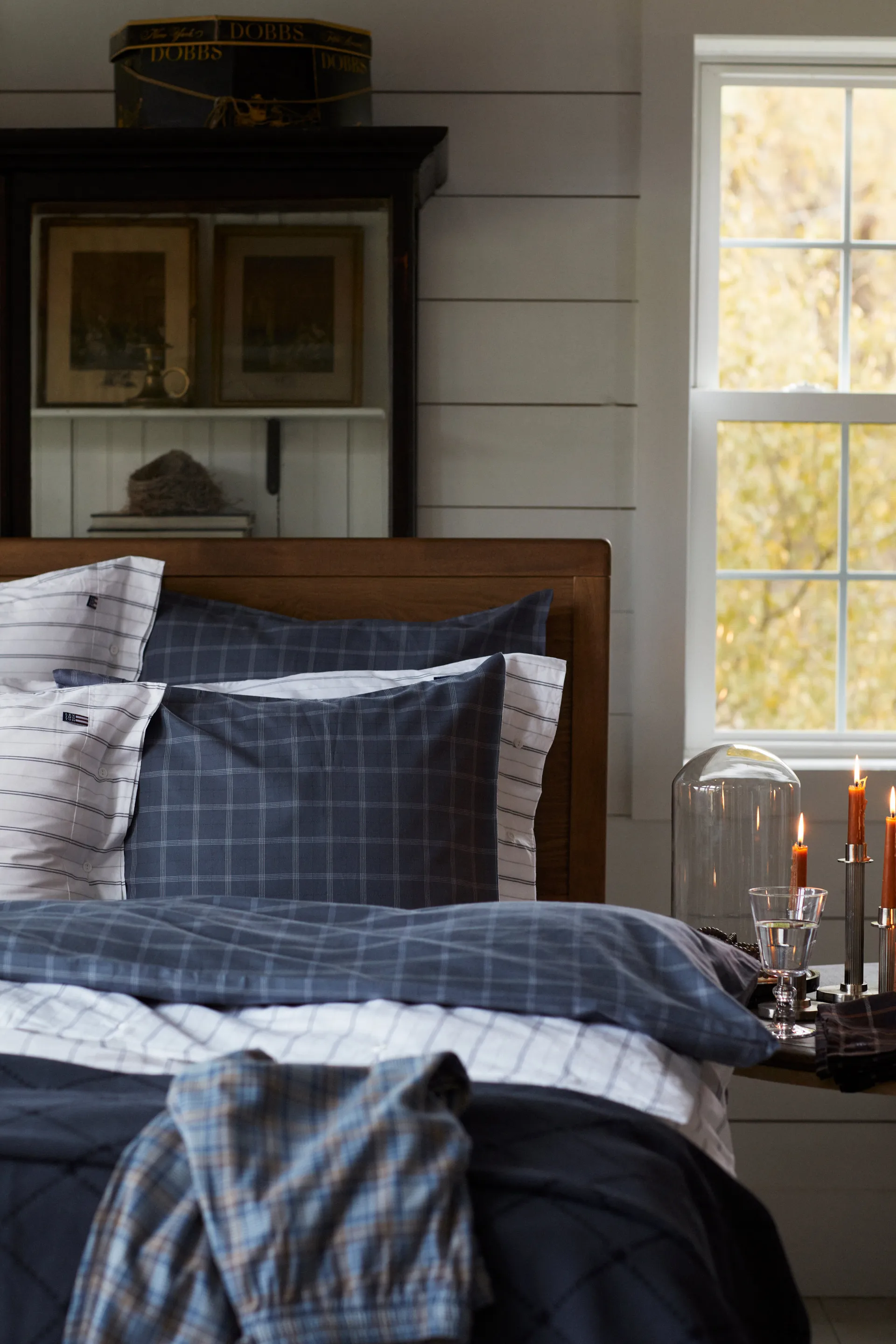 Checked Pinpoint Oxford poszewka 50x60 cm, Dove Lexington