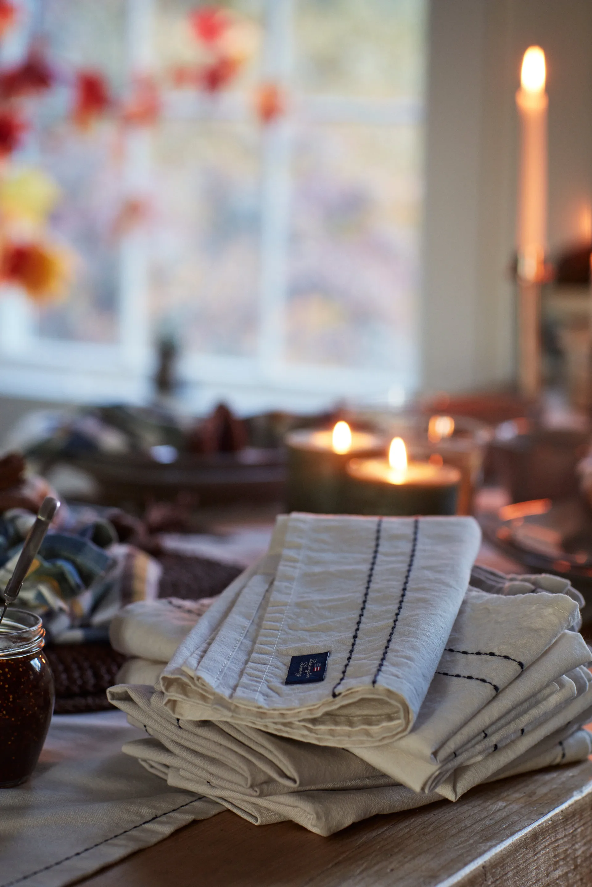 Cotton Linen tkanina serwetka stitches 50x50 cm, Off-white Lexington