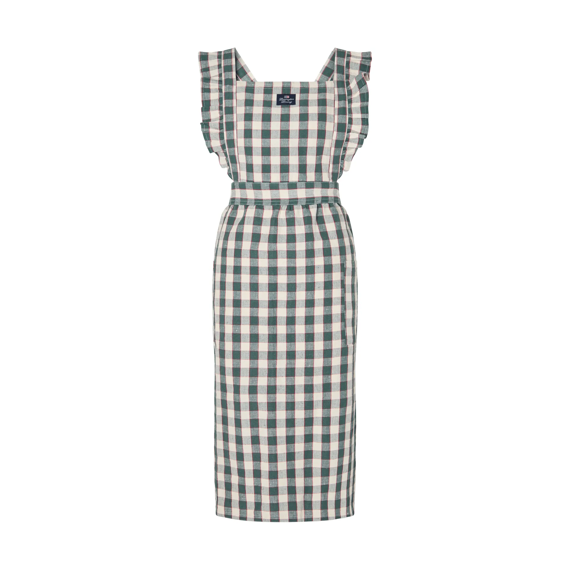 Fartuch Checked cotton linen, Green-Light beige-red Lexington