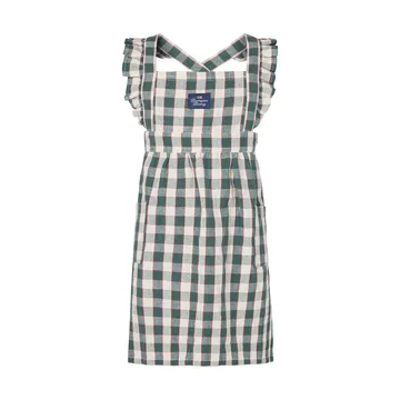 Fartuch dziecięcy Checked cotton linen - Green-Light beige-red, 4-6 lat - Lexington