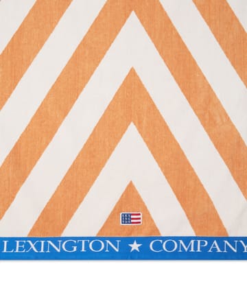 Graphic Cotton Velour ręcznik plażowy 100x180 cm - Beżowy-biały-niebieski - Lexington