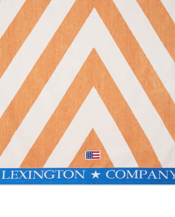 Graphic  Cotton Velour ręcznik plażowy 100x180 cm - Beżowy-biały-niebieski - Lexington
