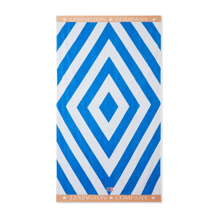 Graphic  Cotton Velour ręcznik plażowy 100x180 cm - Niebieski-biały-beżowy - Lexington