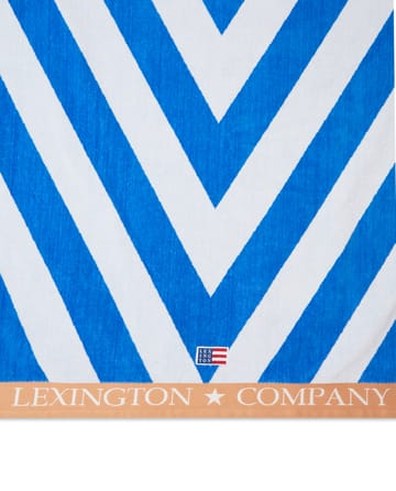 Graphic Cotton Velour ręcznik plażowy 100x180 cm - Niebieski-biały-beżowy - Lexington