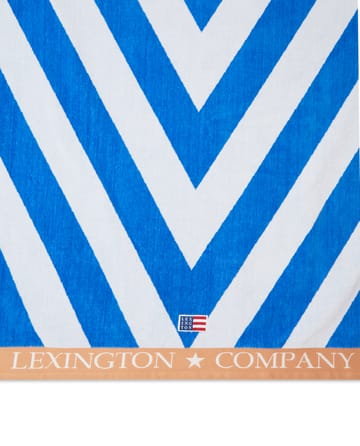 Graphic  Cotton Velour ręcznik plażowy 100x180 cm - Niebieski-biały-beżowy - Lexington