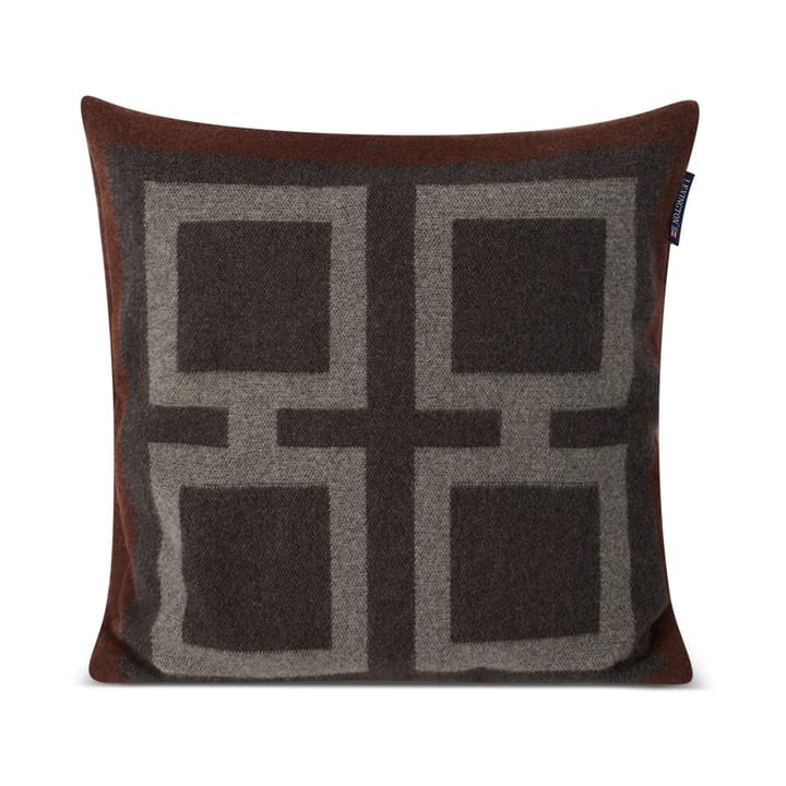 Graphic Recycled Wool poszewka na poduszkę 50x50 cm - Dark gray-white-brown - Lexington