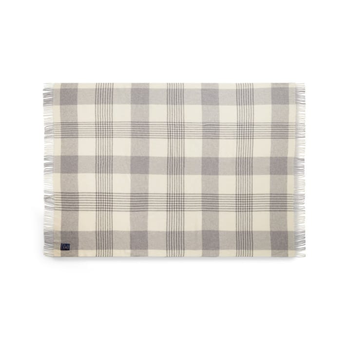 Gray Checked Recycled Wool pled 130x170 cm - Gray-white - Lexington