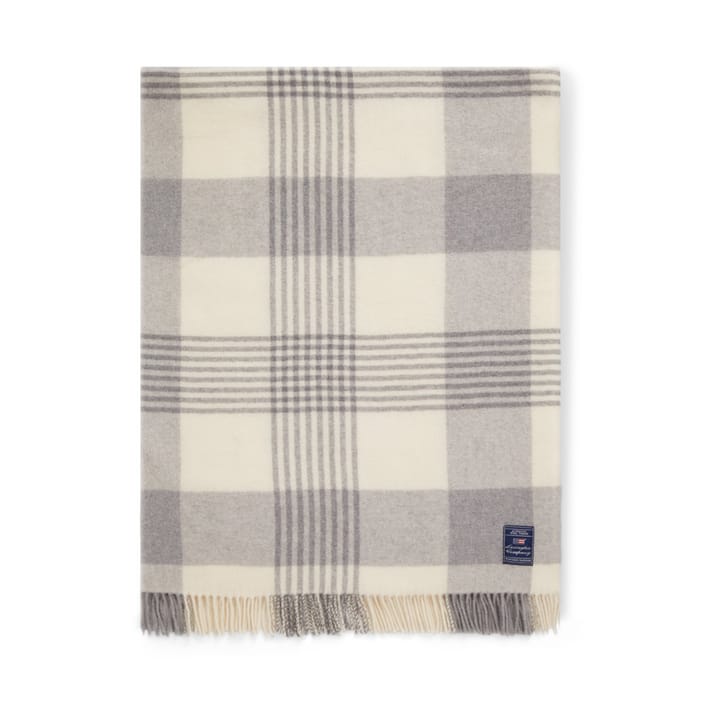 Gray Checked Recycled Wool pled 130x170 cm - Gray-white - Lexington