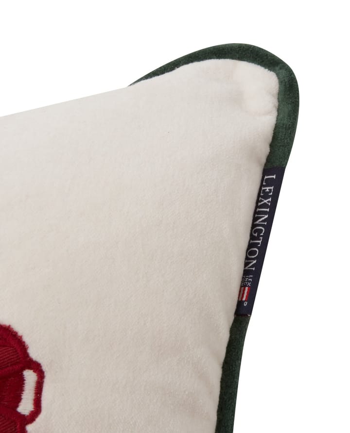Holiday Car Organic Cotton Velvet poduszka 30x40 cm - White-red multi - Lexington