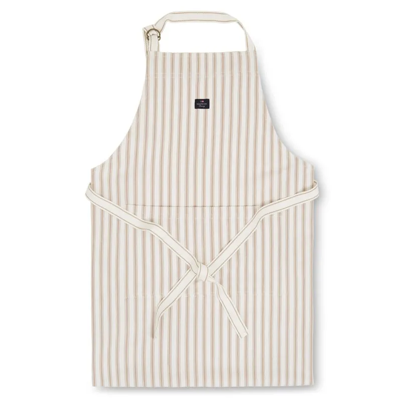 Icons Herringbone Striped fartuch, Beige-white Lexington