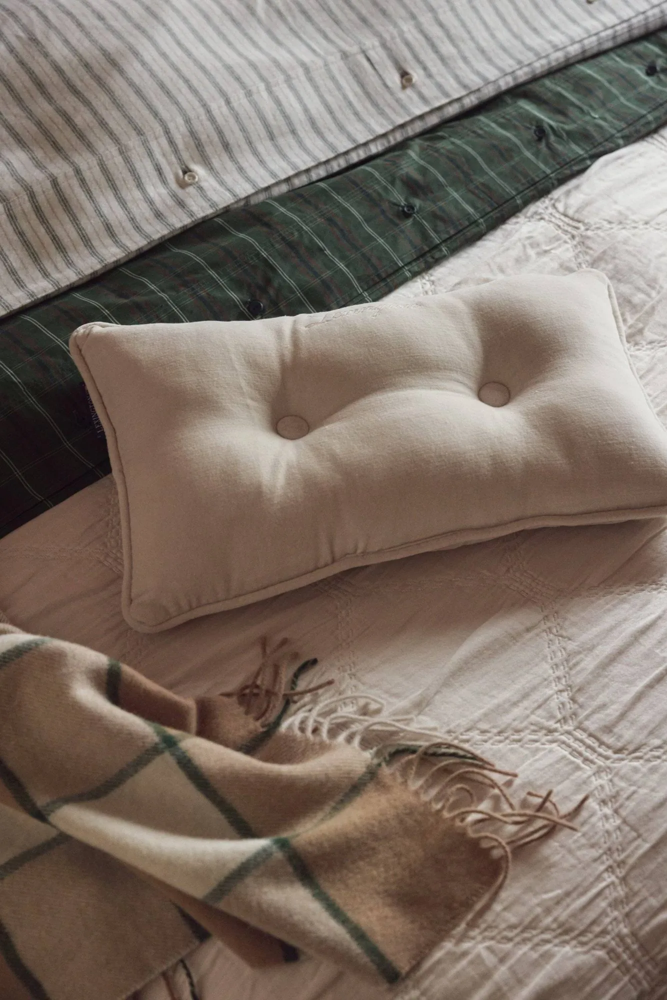 Koc Checked Recycled Wool 130x170 cm, Beige-Light beige-green Lexington