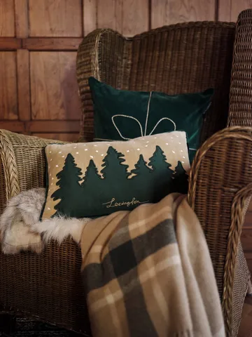 Koc Frame Checked Recycled 130x170 cm - Beżowo-zielony - Lexington