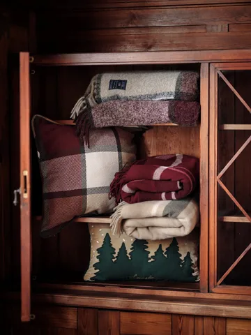 Koc Frame Checked Recycled 130x170 cm - Beżowo-zielony - Lexington