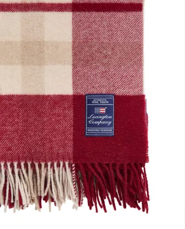 Koc Red-beige Checked z recyklingowanej wełny 130x170 cm - Red-beige - Lexington