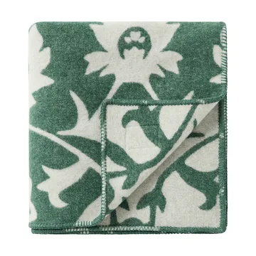 Koc wełniany żakardowy Flower - Green-Light beige - Lexington