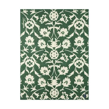 Koc wełniany żakardowy Flower - Green-Light beige - Lexington
