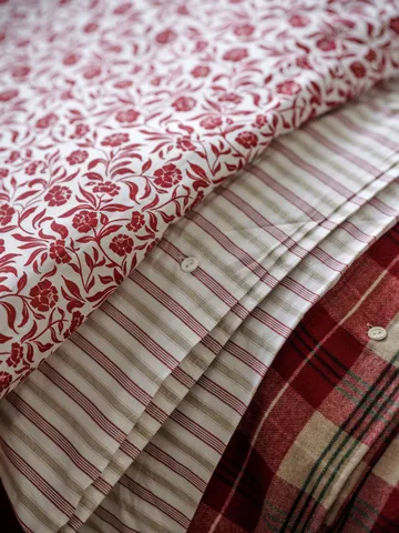 Komplet pościeli Checked Cotton Flannel - Czerwono-beżowo-zielono-biały - Lexington