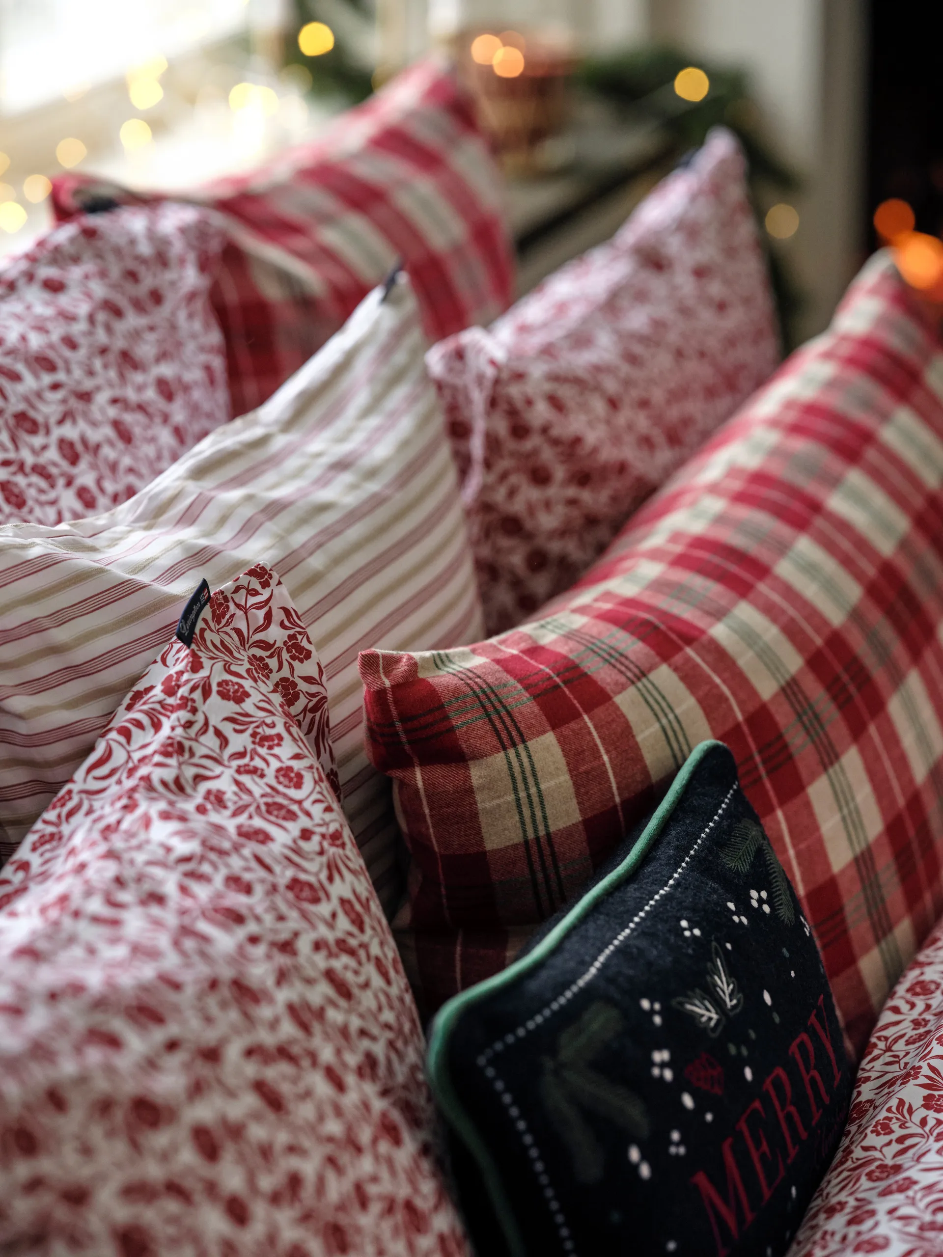 Komplet pościeli Checked Cotton Flannel, Czerwono-beżowo-zielono-biały Lexington