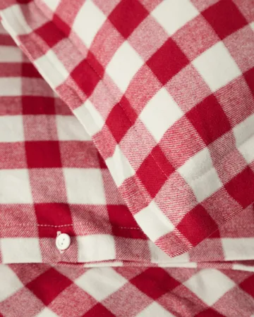 Komplet pościeli Checked Cotton Flannel - Red-light beige, 2 szt. 50x60 cm/220x220 cm - Lexington