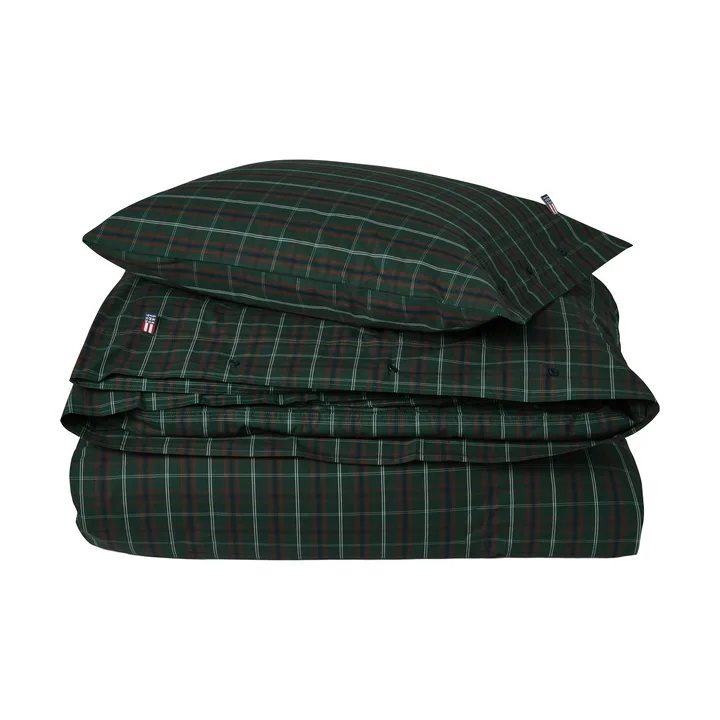 Komplet pościeli Checked cotton percale - Green-navy, 2 szt. 50x60 cm/1 szt. 220x220 cm - Lexington