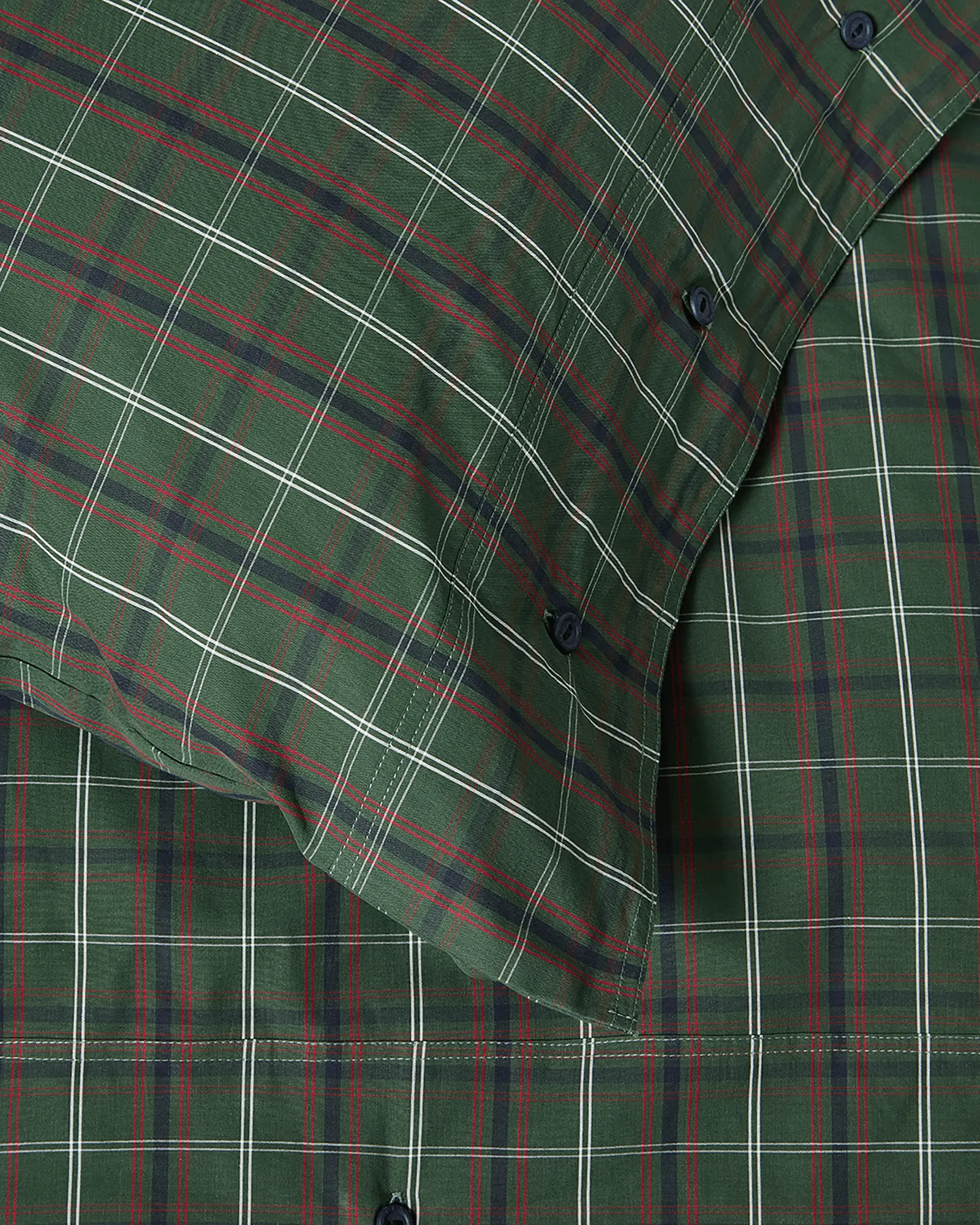 Komplet pościeli Checked cotton percale, Green-navy, 2 szt. 50x60 cm/1 szt. 220x220 cm Lexington