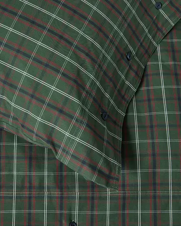 Komplet pościeli Checked cotton percale - Green-navy, 2 szt. 50x60 cm/1 szt. 220x220 cm - Lexington