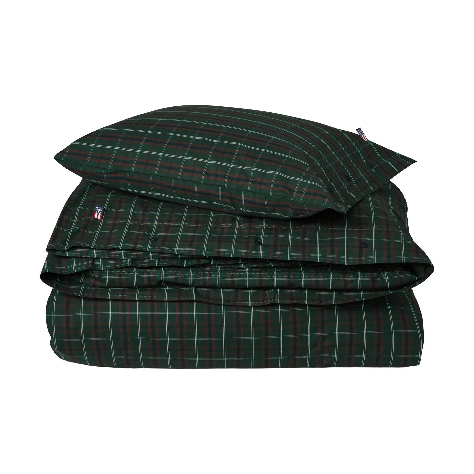 Komplet pościeli Checked cotton percale, Green-navy, 50x60 cm/150x210 cm Lexington