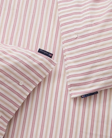 Komplet pościeli Dobby Striped Cotton Poplin  - Czerwono-beżowo-biały - Lexington
