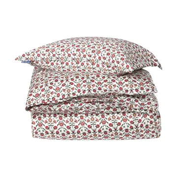Komplet pościeli Flower Printed Cotton Sateen - White-red-green-beige, 2 szt. 50x60 cm/1 szt. 220x220 cm - Lexington