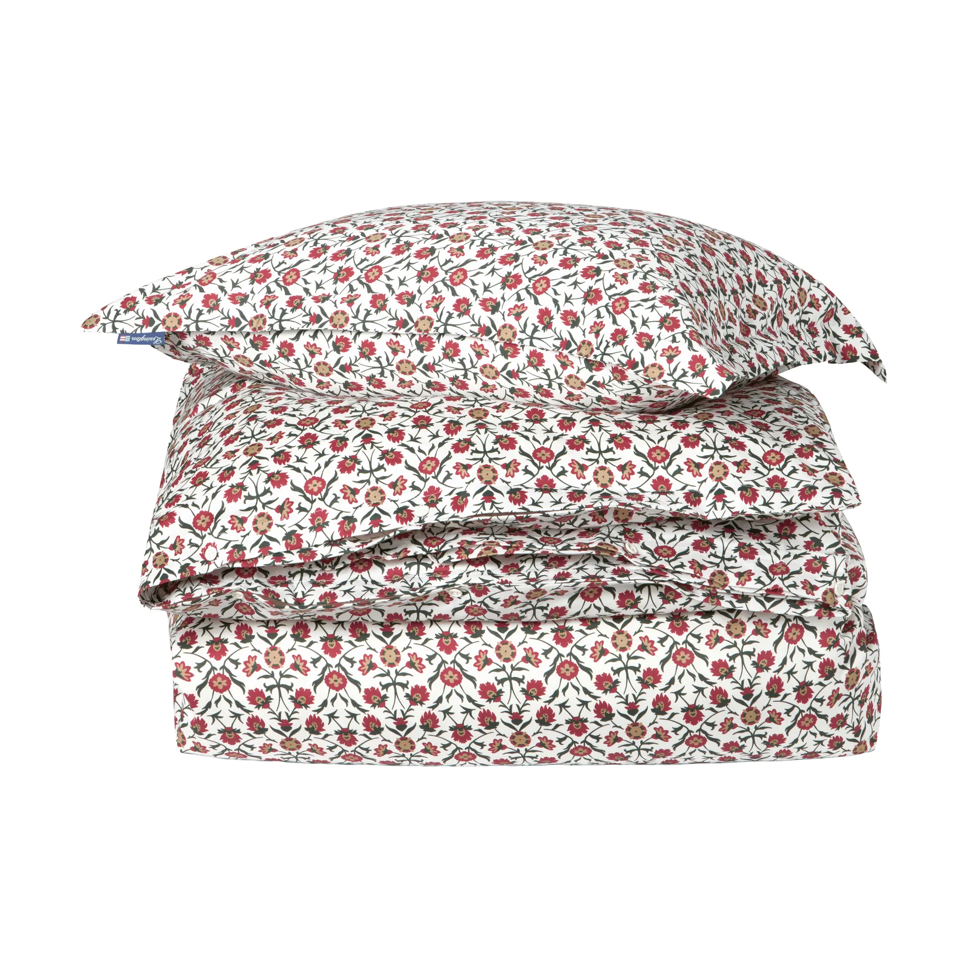Komplet pościeli Flower Printed Cotton Sateen, White-red-green-beige, 50x60 cm/150x210 cm Lexington