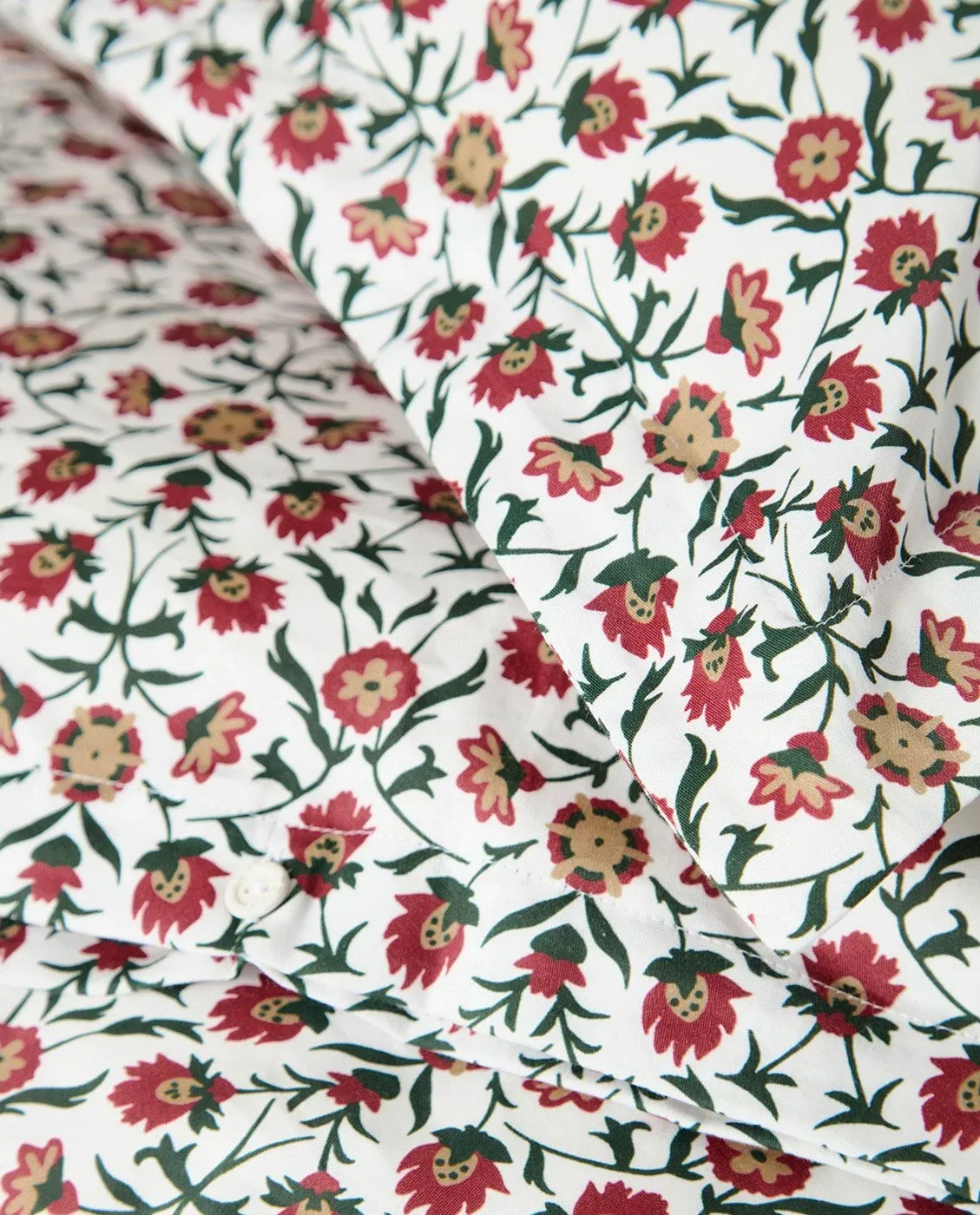 Komplet pościeli Flower Printed Cotton Sateen, White-red-green-beige, 50x60 cm/150x210 cm Lexington