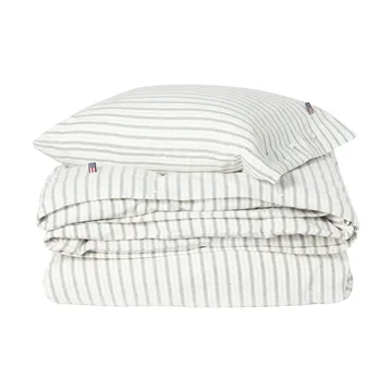 Komplet pościeli Stripe cotton flannel - White-green-beige, 50x60 cm/150x210 cm - Lexington