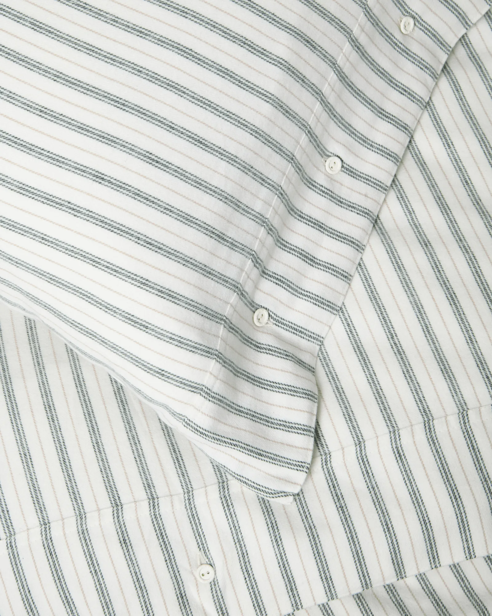 Komplet pościeli Stripe cotton flannel, White-green-beige, 50x60 cm/150x210 cm Lexington