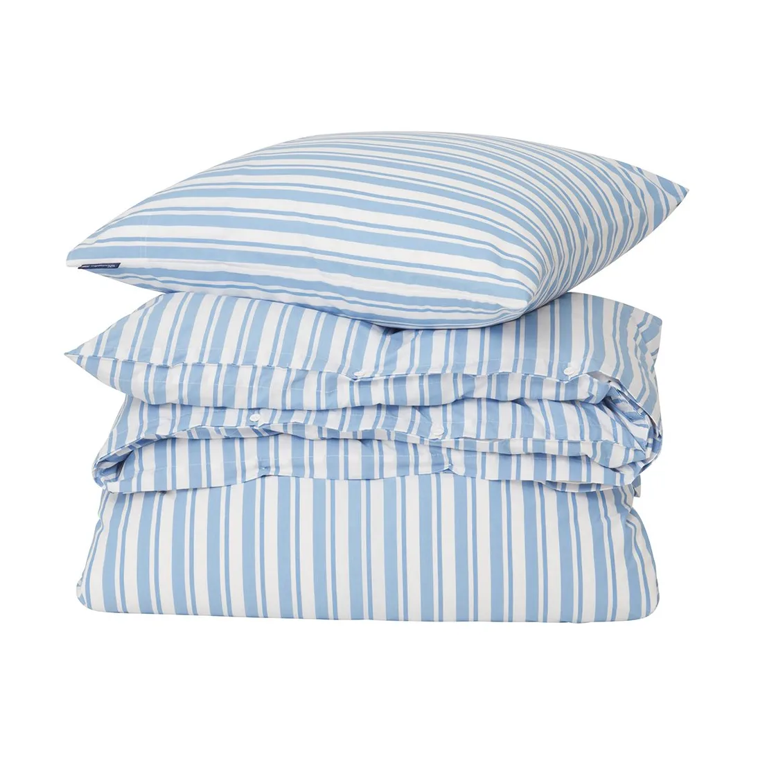 Komplet pościeli Striped Cotton Poplin, White-Blue, 1 poszewka na poduszkę Lexington