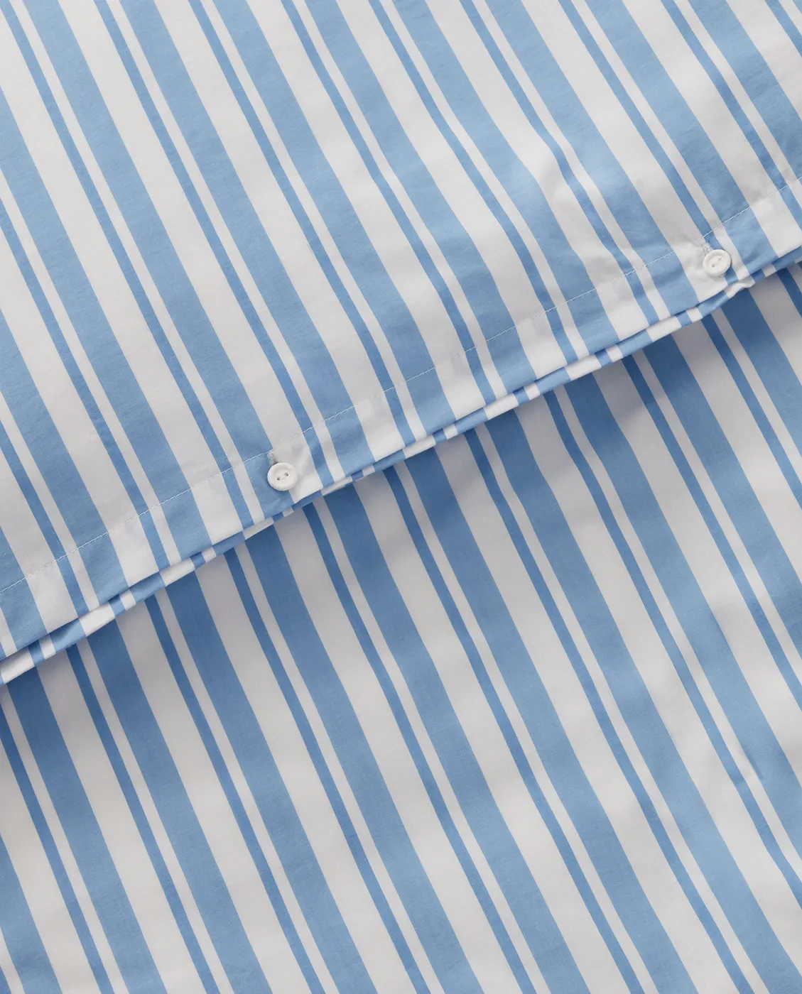 Komplet pościeli Striped Cotton Poplin, White-Blue, 1 poszewka na poduszkę Lexington