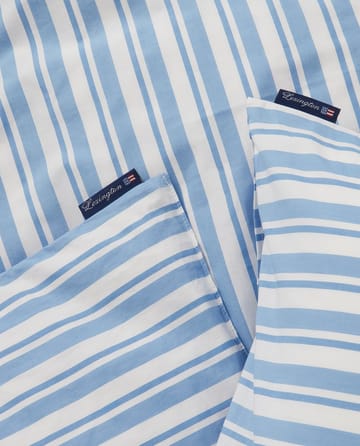 Komplet pościeli Striped Cotton Poplin - White-Blue, 2 poszewki na poduszki - Lexington