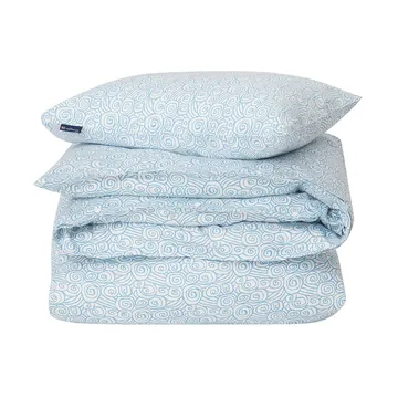 Komplet pościeli Wave Printed Cotton Sateen - White-Blue, 1 poszewka na poduszkę - Lexington