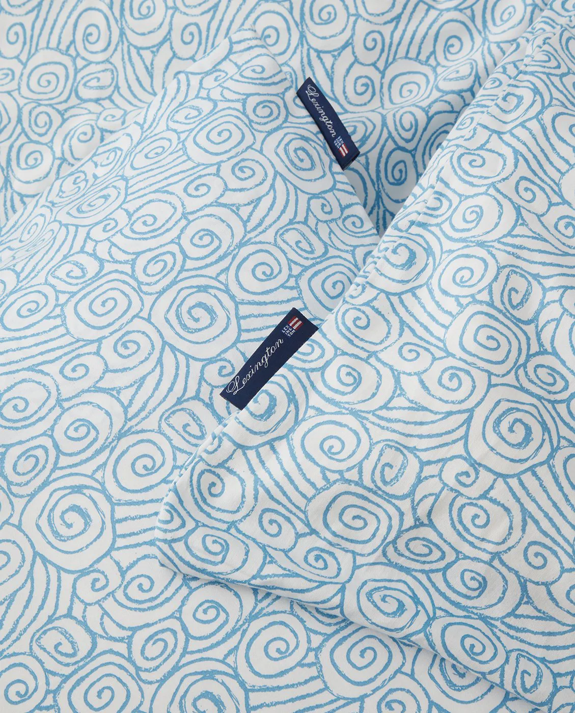 Komplet pościeli Wave Printed Cotton Sateen, White-Blue, 1 poszewka na poduszkę Lexington