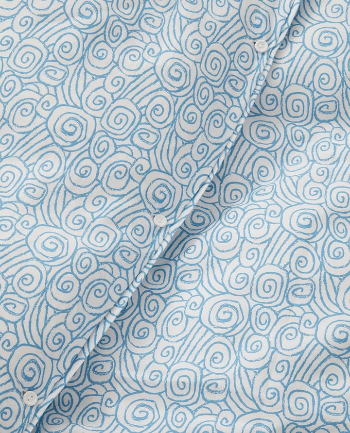 Komplet pościeli Wave Printed Cotton Sateen - White-Blue, 2 poszewki na poduszki - Lexington
