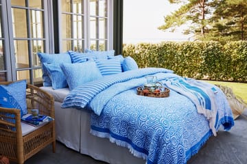 Komplet pościeli Wave Printed Cotton Sateen - White-Blue, 2 poszewki na poduszki - Lexington