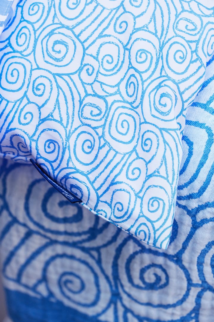Komplet pościeli Wave Printed Cotton Sateen - White-Blue, 2 poszewki na poduszki - Lexington