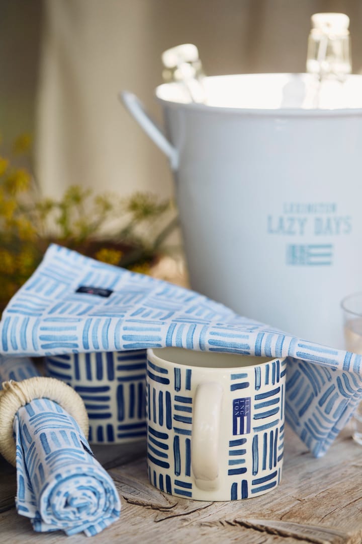 Kubek gliniany z nadrukiem - Blue-White - Lexington