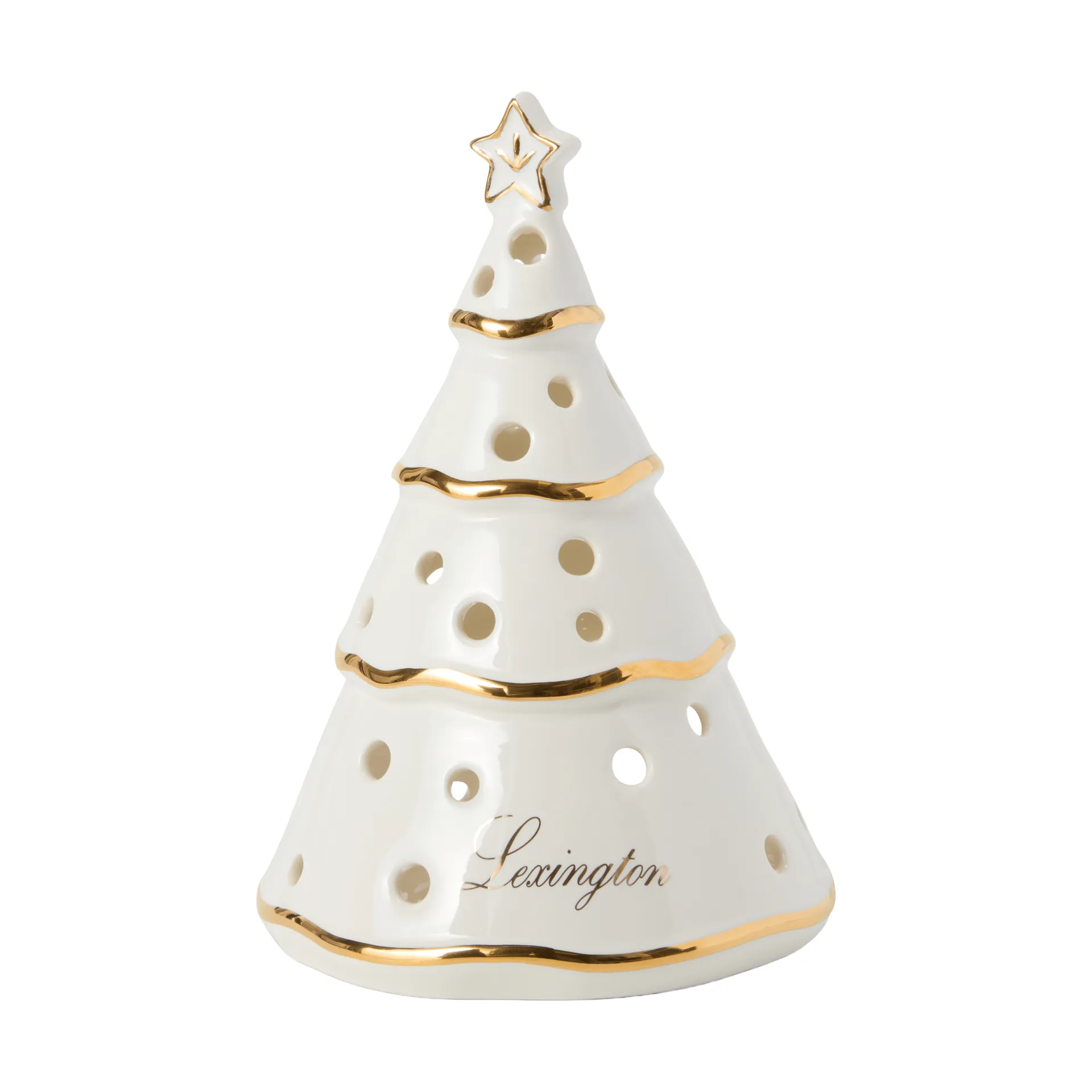Lampion Christmas Tree, White-gold, 16,5 cm Lexington