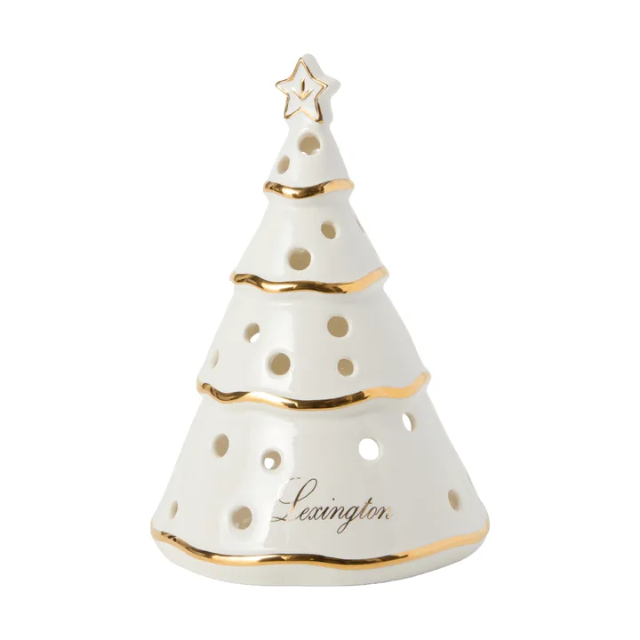 Lampion Christmas Tree - White-gold, 16,5 cm - Lexington