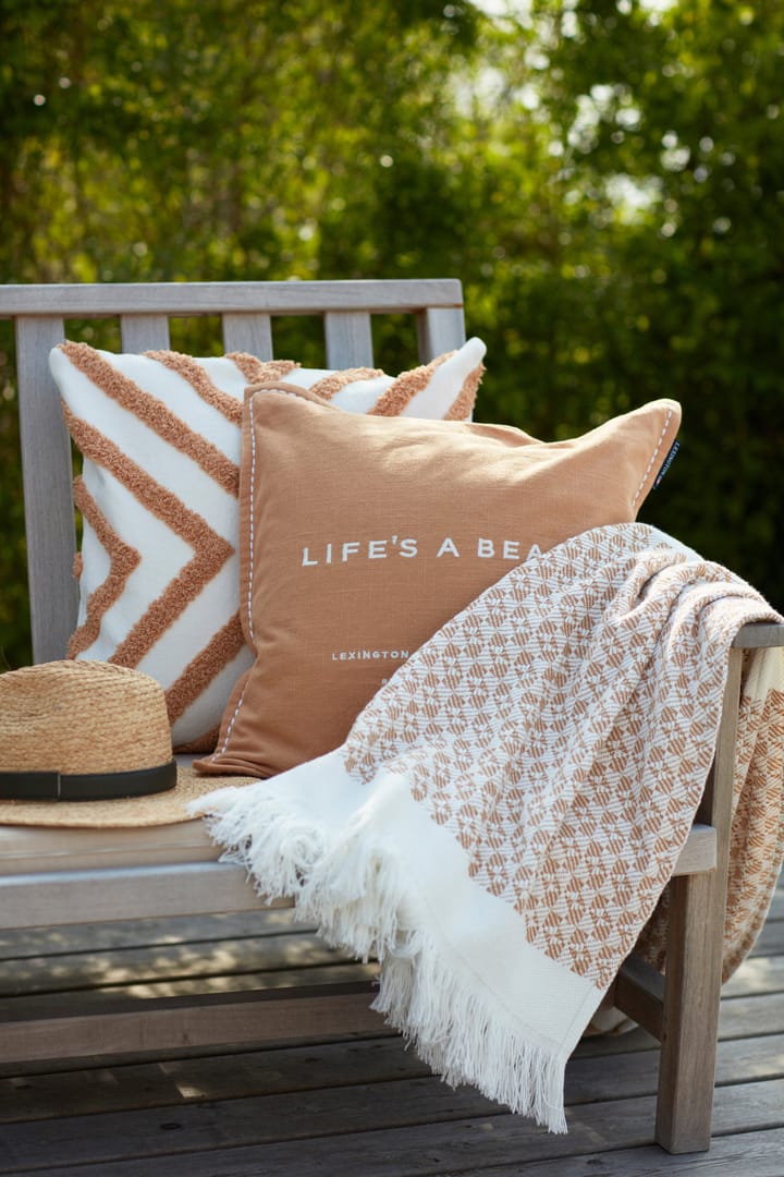 Life's A Beach Embroidered poszewka na poduszkę 50x50 cm - Beżowy-biały - Lexington