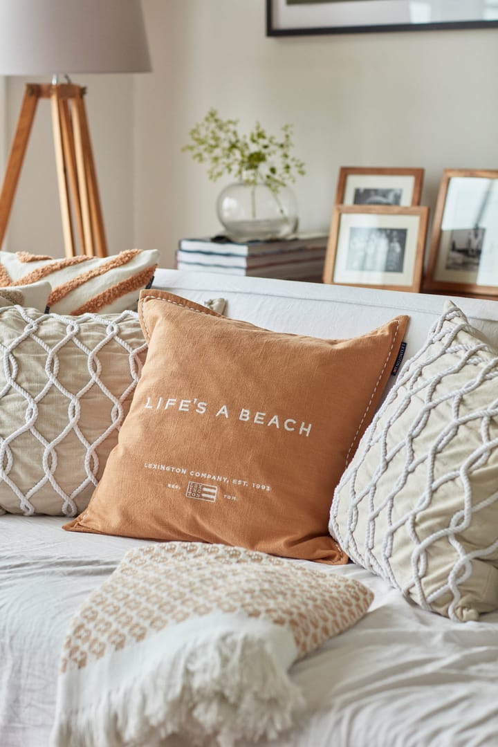 Life's A Beach Embroidered poszewka na poduszkę 50x50 cm - Beżowy-biały - Lexington