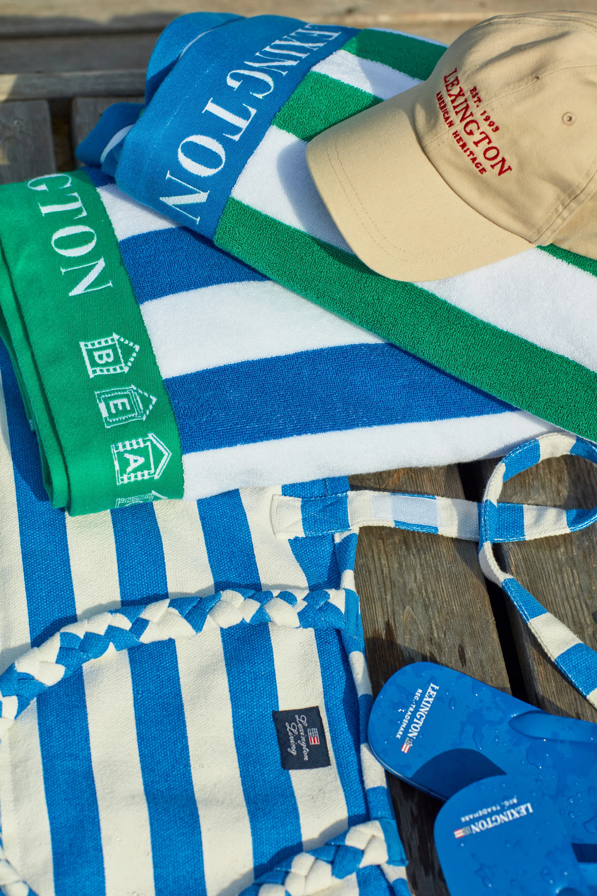 Mata plażowa Striped 190x70 cm, Niebieski-biały Lexington