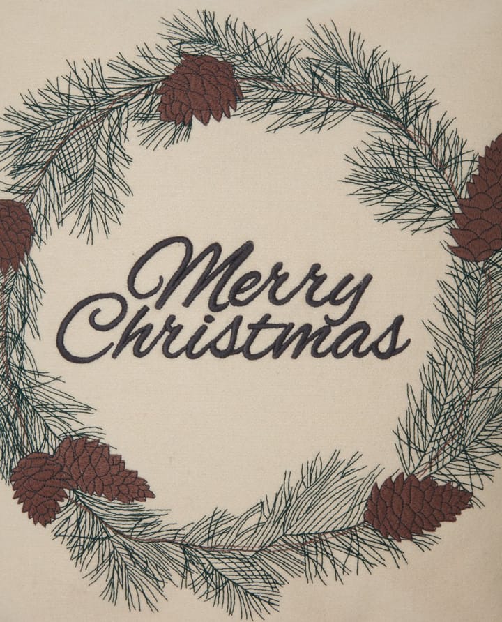 Merry Christmas Wool Mix poszewka na poduszkę 50x50 cm, White-green-beige Lexington